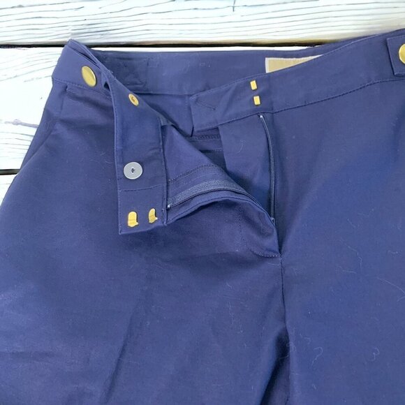 Michael Kors Dress Shorts Navy Blue Stretch Cotton Gold Buttons Size 8 - Picture 4 of 7